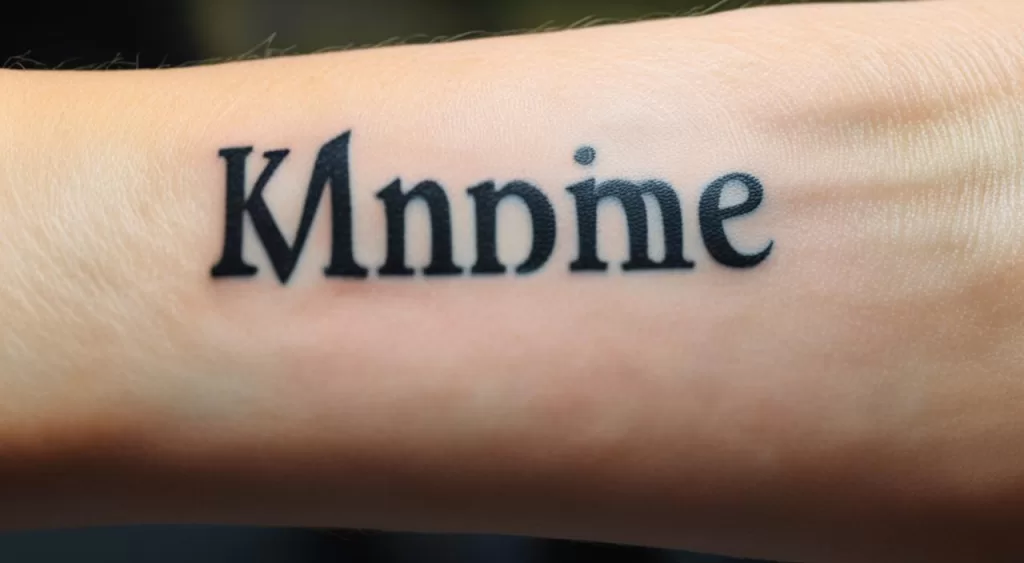 Tatuagem com nome e data de nascimento do filho no pulso
