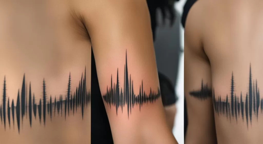tatuagem com o nome do filho e batimentos cardíacos